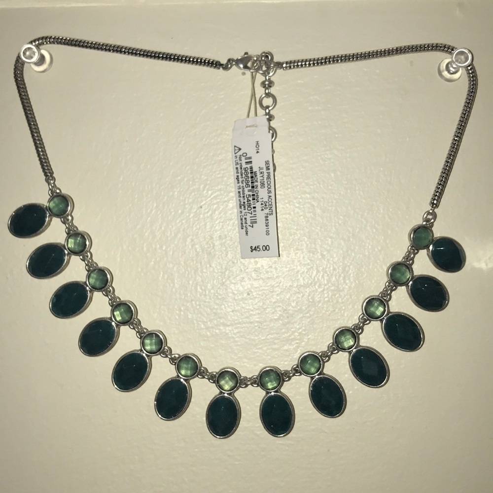 Lucky teal, green & silver necklace
